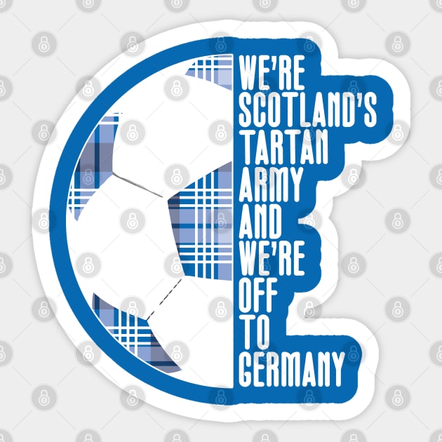 Scotland's Tartan Army, White and Blue Tartan Ball and Text Design Sticker by MacPean